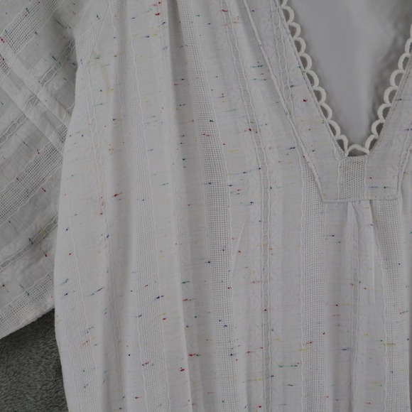 Betsey Johnson White Confetti Tiered Midi Dress Womens Small Short Sleeve V-Neck - Picture 8 of 16